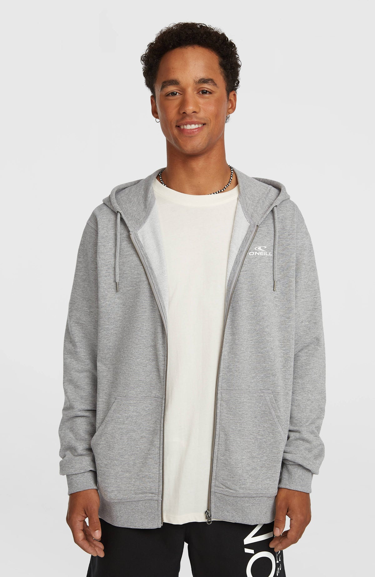Small Logo Full-Zip Hoodie | Silver Melee