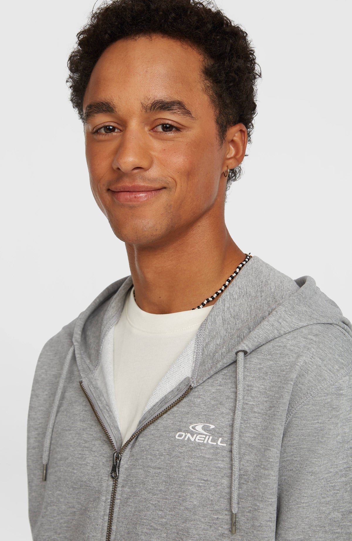 Small Logo Full-Zip Hoodie | Silver Melee