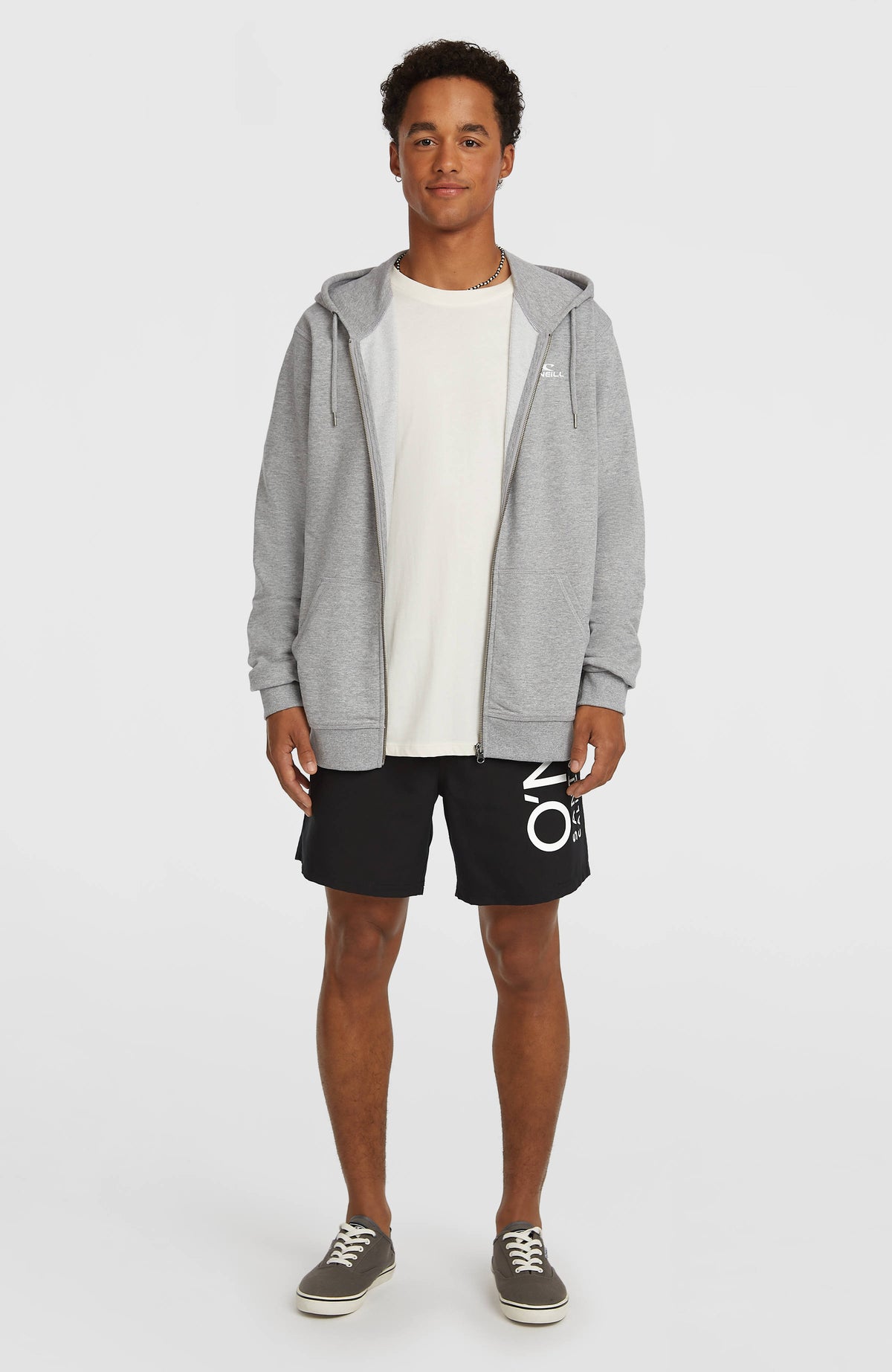 Small Logo Full-Zip Hoodie | Silver Melee