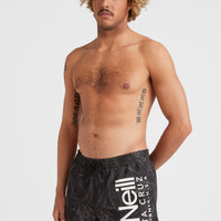 Cali Floral 16'' Swim Shorts | Black Tonal Flower