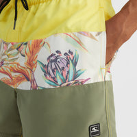 Cali Block 15'' Swim Shorts | White Tropical Flower