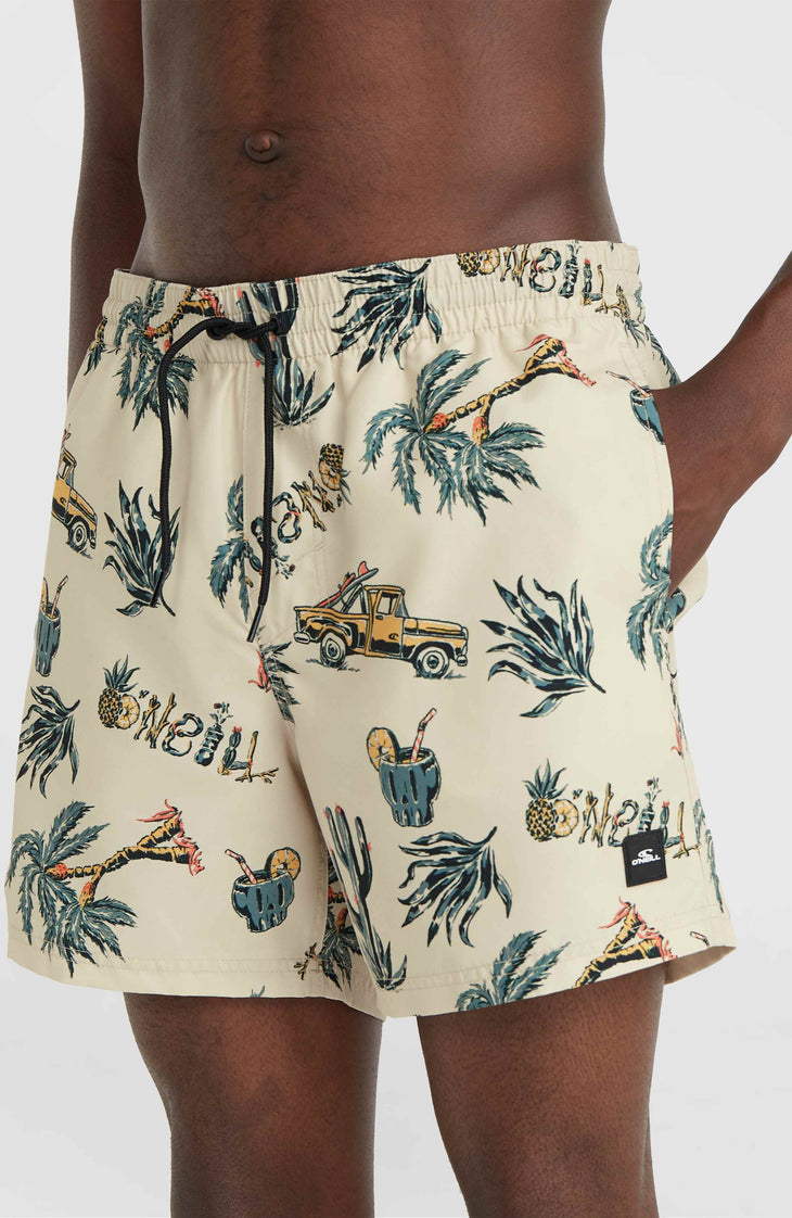 Mix and Match Cali Print 15'' Swim Shorts | Beige Venice Beach
