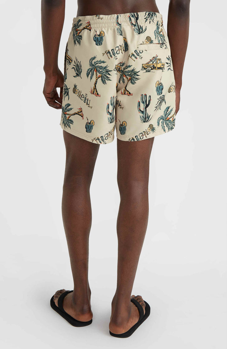 Mix and Match Cali Print 15'' Swim Shorts | Beige Venice Beach