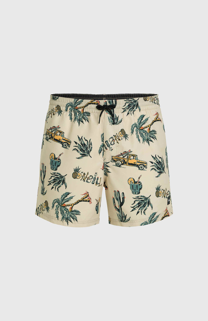 Mix and Match Cali Print 15'' Swim Shorts | Beige Venice Beach