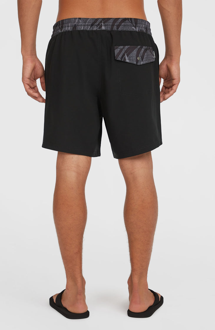 Pocket Print 16'' Swim Shorts | Black Out