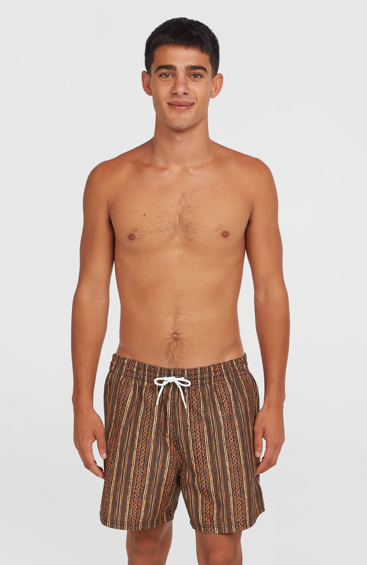 Cali Print 15'' Swim Shorts | Orange Pressed Lines