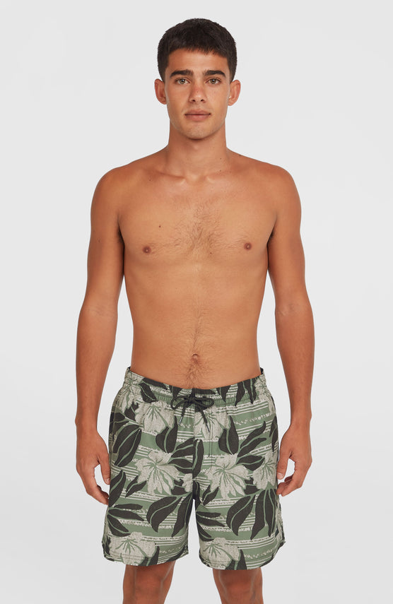 Cali Floral 16'' Swim Shorts | Green Dusty Flower