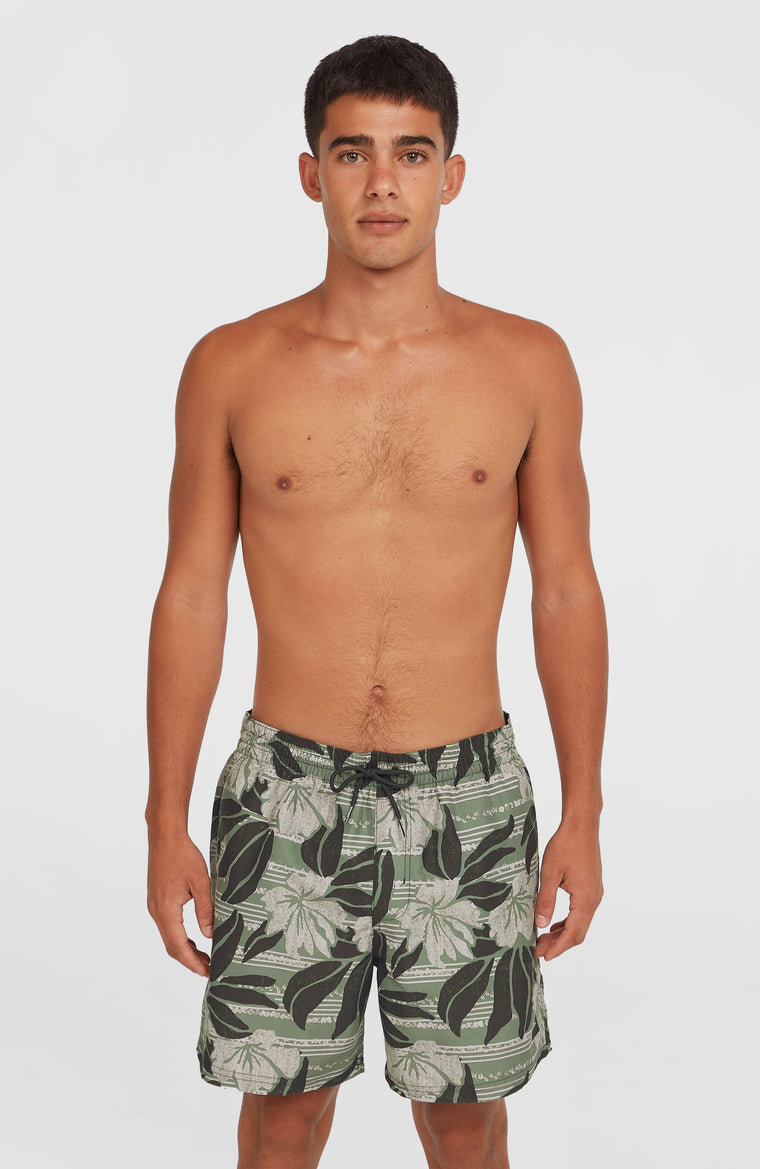 Cali Floral 16'' Swim Shorts | Green Dusty Flower