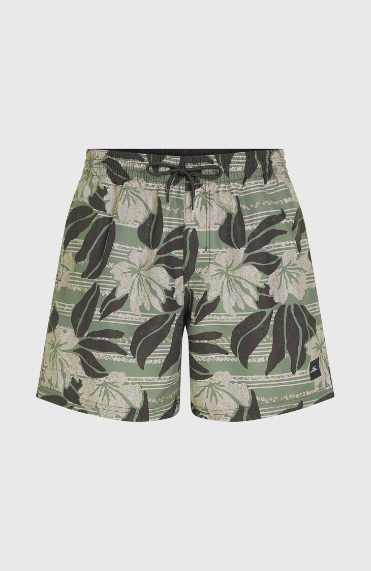 Cali Floral 16'' Swim Shorts | Green Dusty Flower