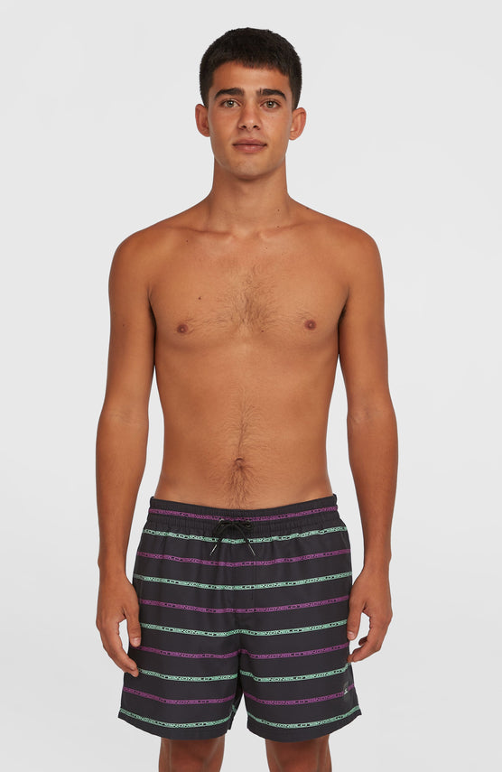Cali First 15'' Swim Shorts | Black/Purple O'Neill Stripe