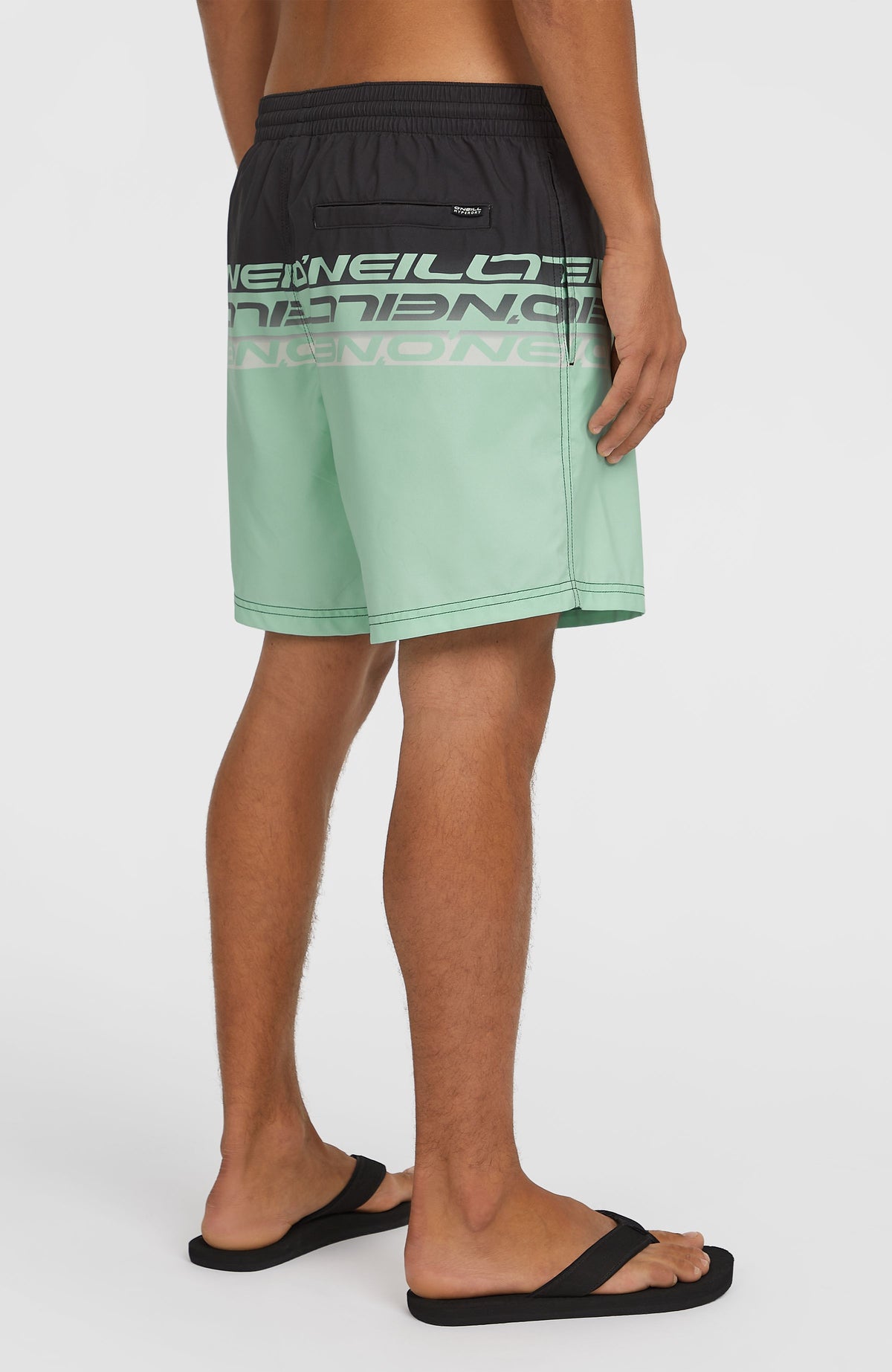 Cali Stripe 16'' Swim Shorts | Green/Black Upside Down Clean