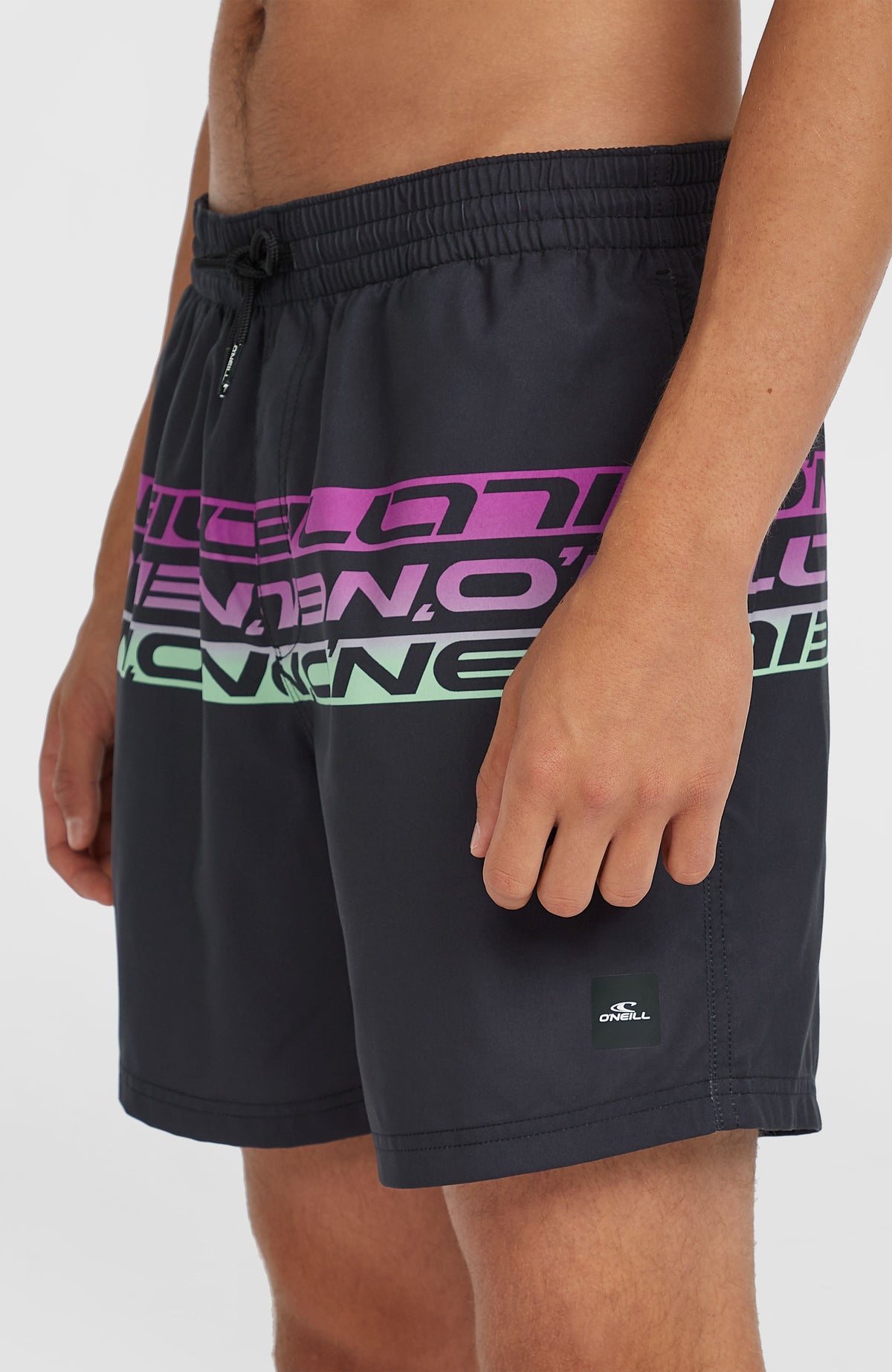Cali Stripe 16'' Swim Shorts | Black/Purple Upside Down Clean