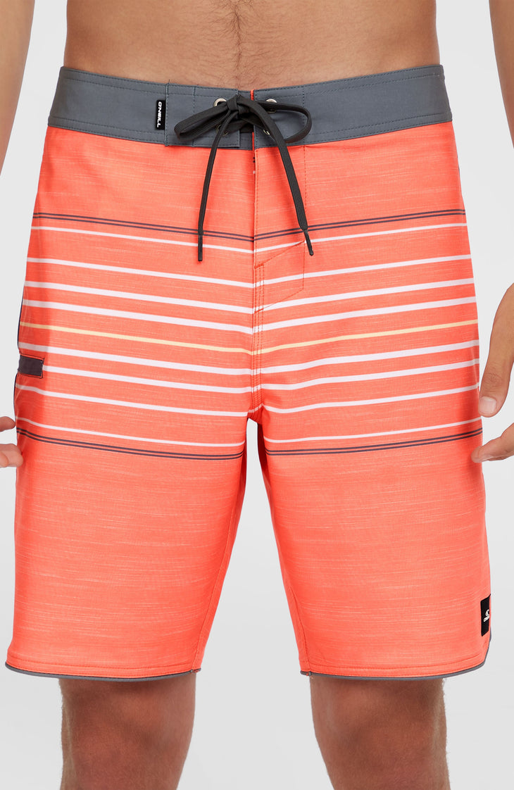Hyperfreak Heat Stripe Scallop 18'' Boardshorts | Peach Echo Heat Stripe
