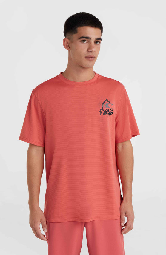 O’Neill Hybrid Logo Polygiene T-Shirt | Red Orcher