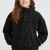 Superfleece Half-Zip Hoodie | Black Retro Ikat