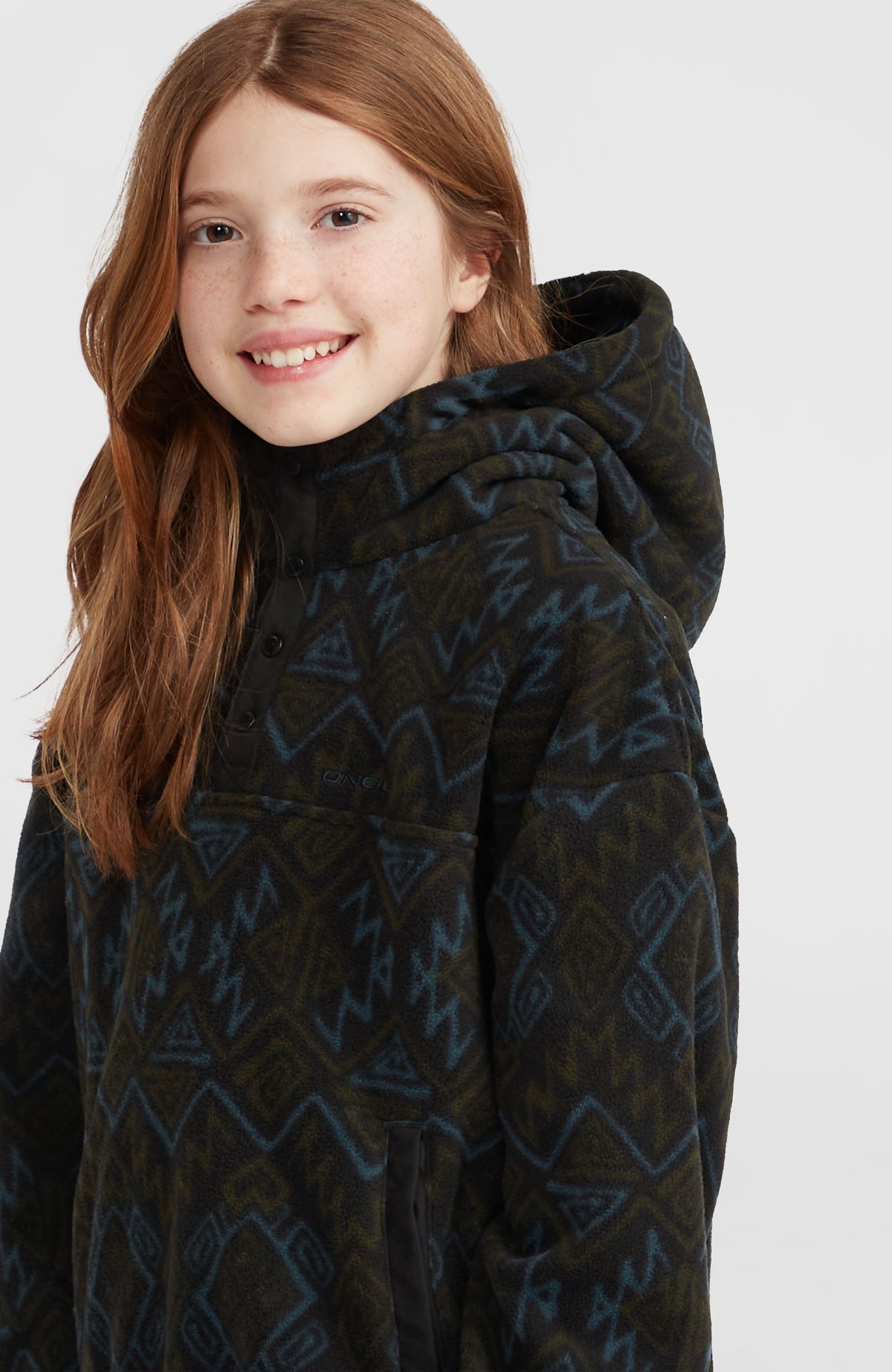 Superfleece Half-Zip Hoodie | Black Retro Ikat