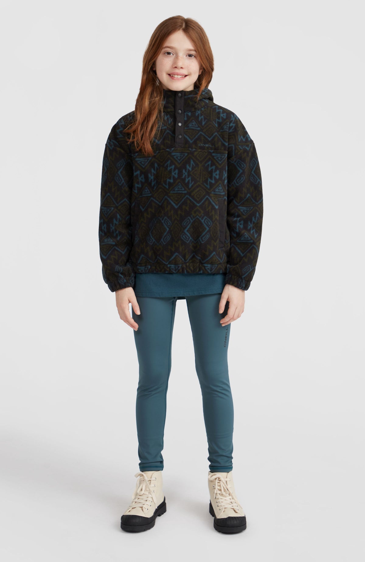 Superfleece Half-Zip Hoodie | Black Retro Ikat