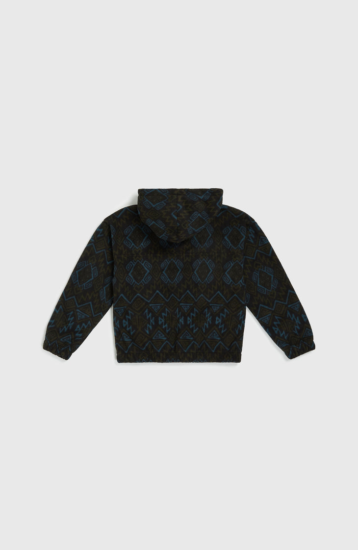 Superfleece Half-Zip Hoodie | Black Retro Ikat