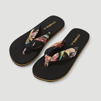 Ditsy Sun Sandals | Black Tropical Flower