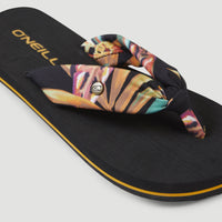 Ditsy Sun Sandals | Black Tropical Flower