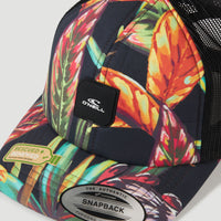 Flood Trucker Cap | Black Tropical Flower