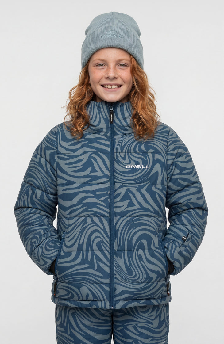 FWC'Cruz Puffer Snow Jacket | Blue Swirl Zebra