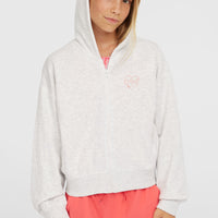 Script Falf-Zip Hoodie | White Melange