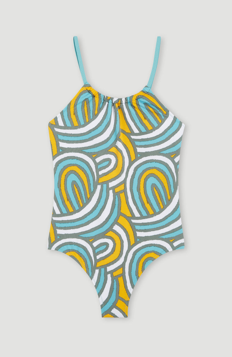 Mix and Match Cali Swimsuit | Blue Rainbow Stripe