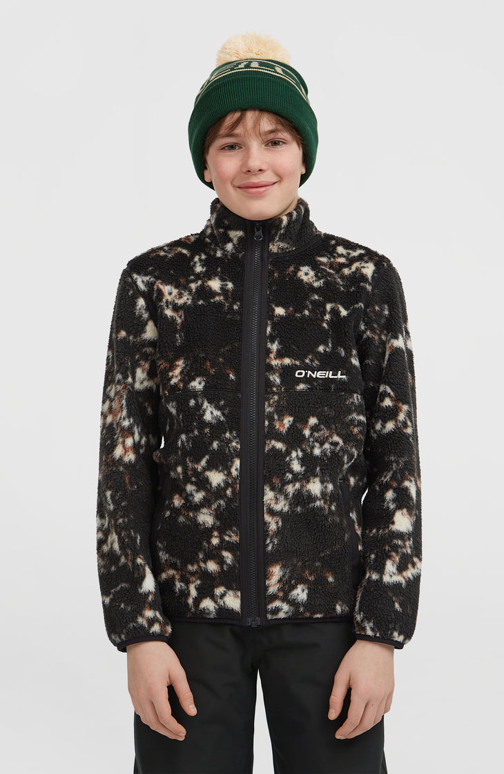 High-Pile Full-Zip Fleece | Black/Beige Quarry