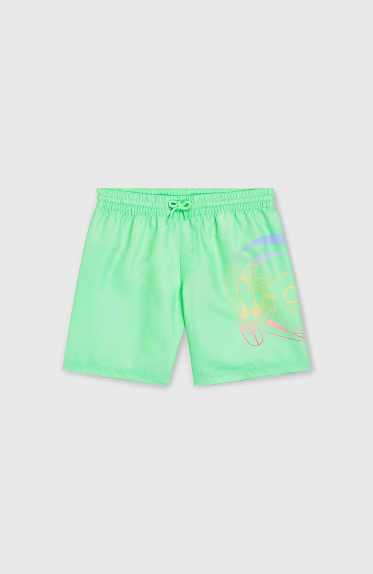 Circle Surfer 14'' Swim Shorts | Neon Green Circle Surfer Gradient Panel