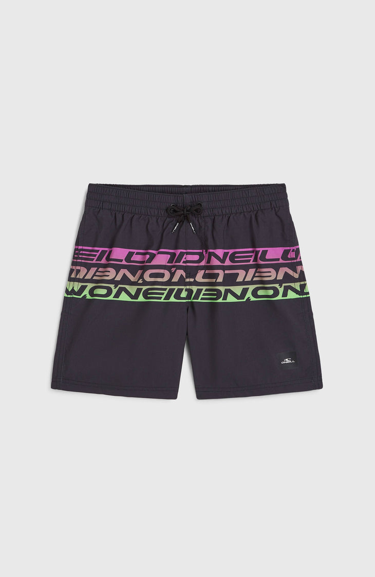 Cali Stripe 14'' Swim Shorts | Black Upside Down