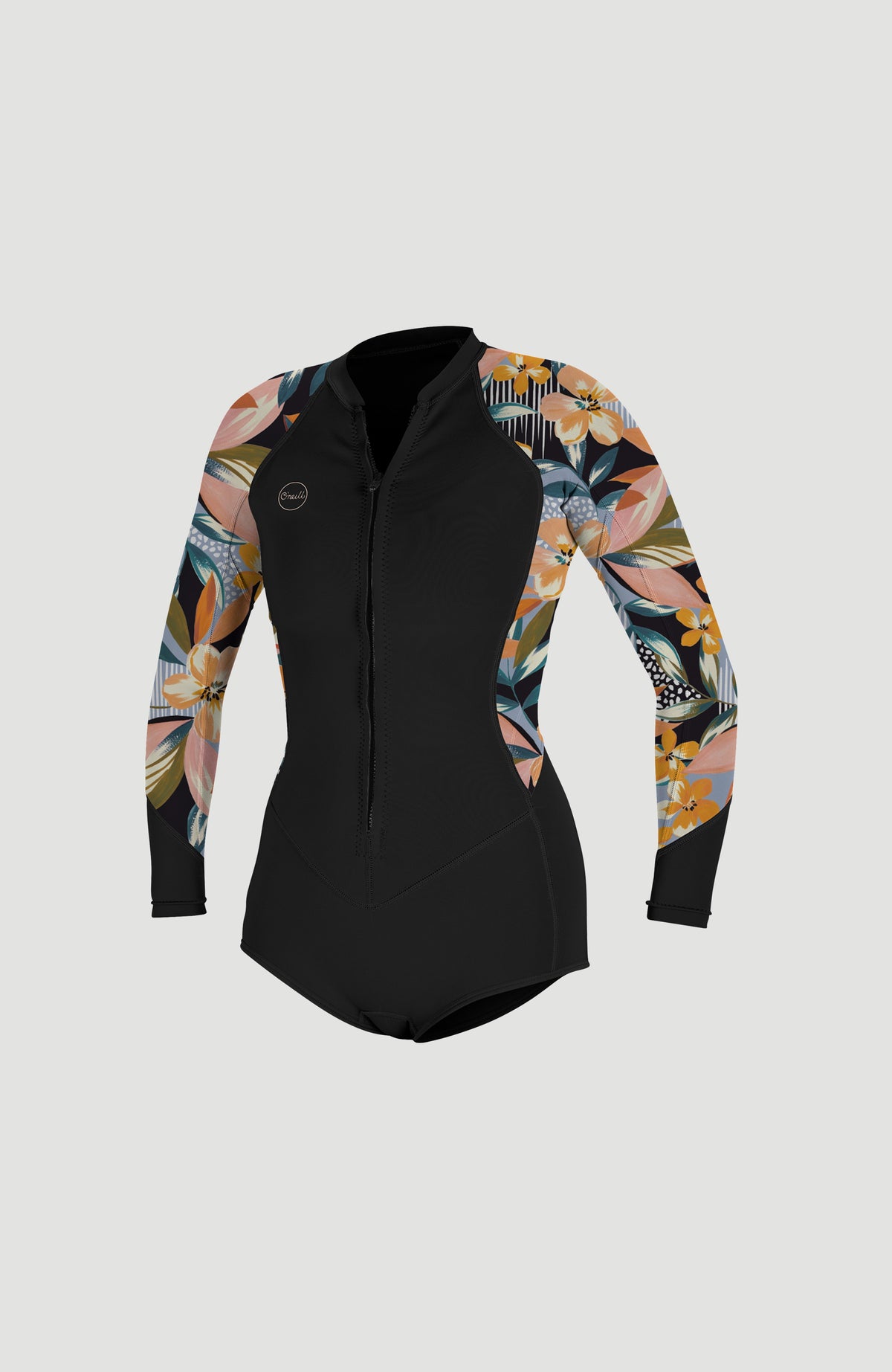 Bahia 2/1mm Front Zip Long Sleeve Spring Wetsuit | BLK/DEMIFLOR/DEMIFLOR