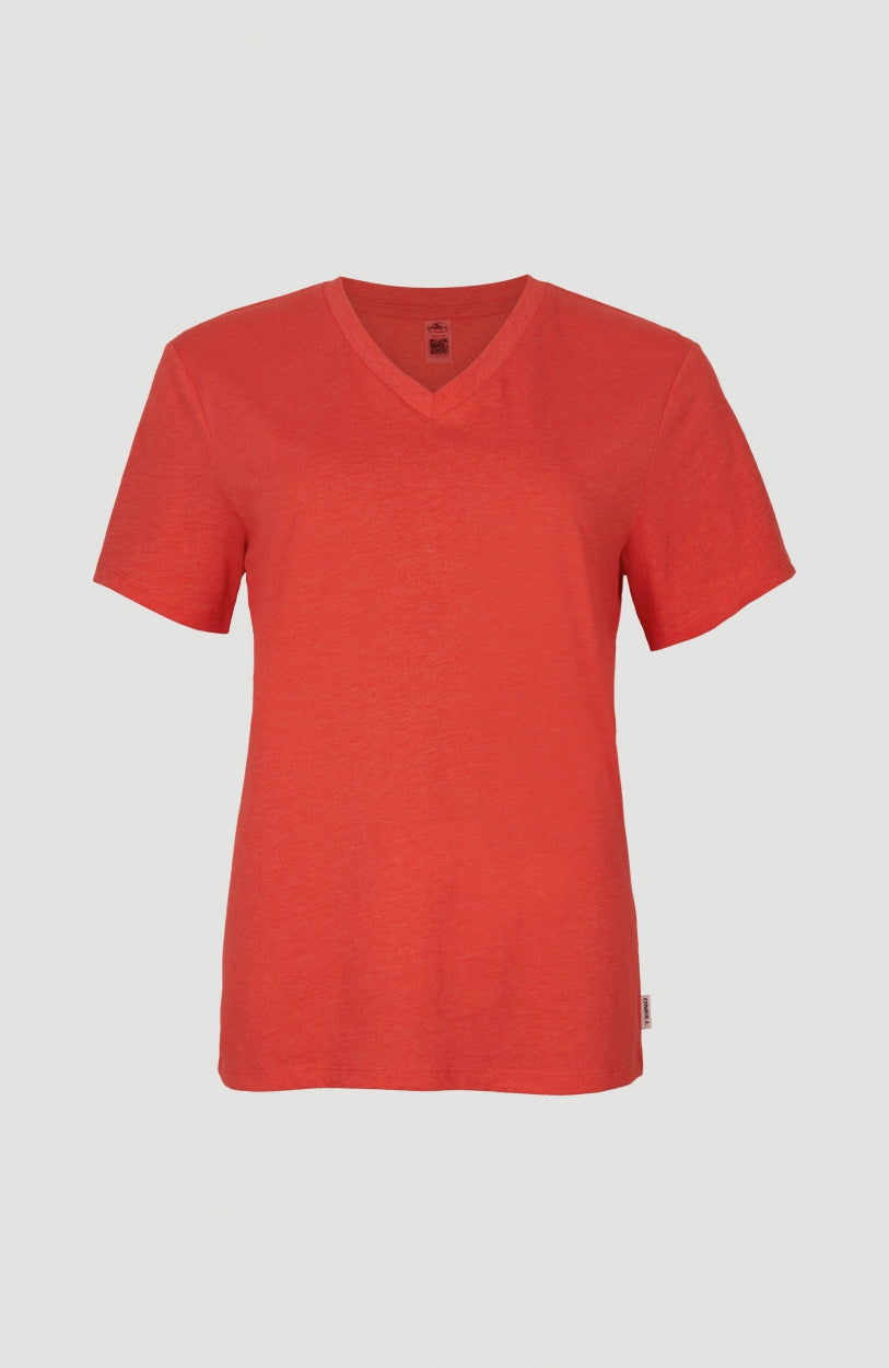 Essentials V-Neck T-Shirt | Sunrise Red