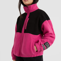 Progressive Sherpa Jacket | Fuchsia Red Colour Block