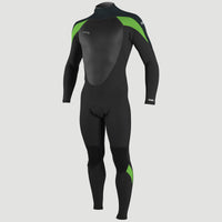 Epic 3/2mm Back Zip Full Wetsuit | BLACK/GUNMETAL/DAYGLO