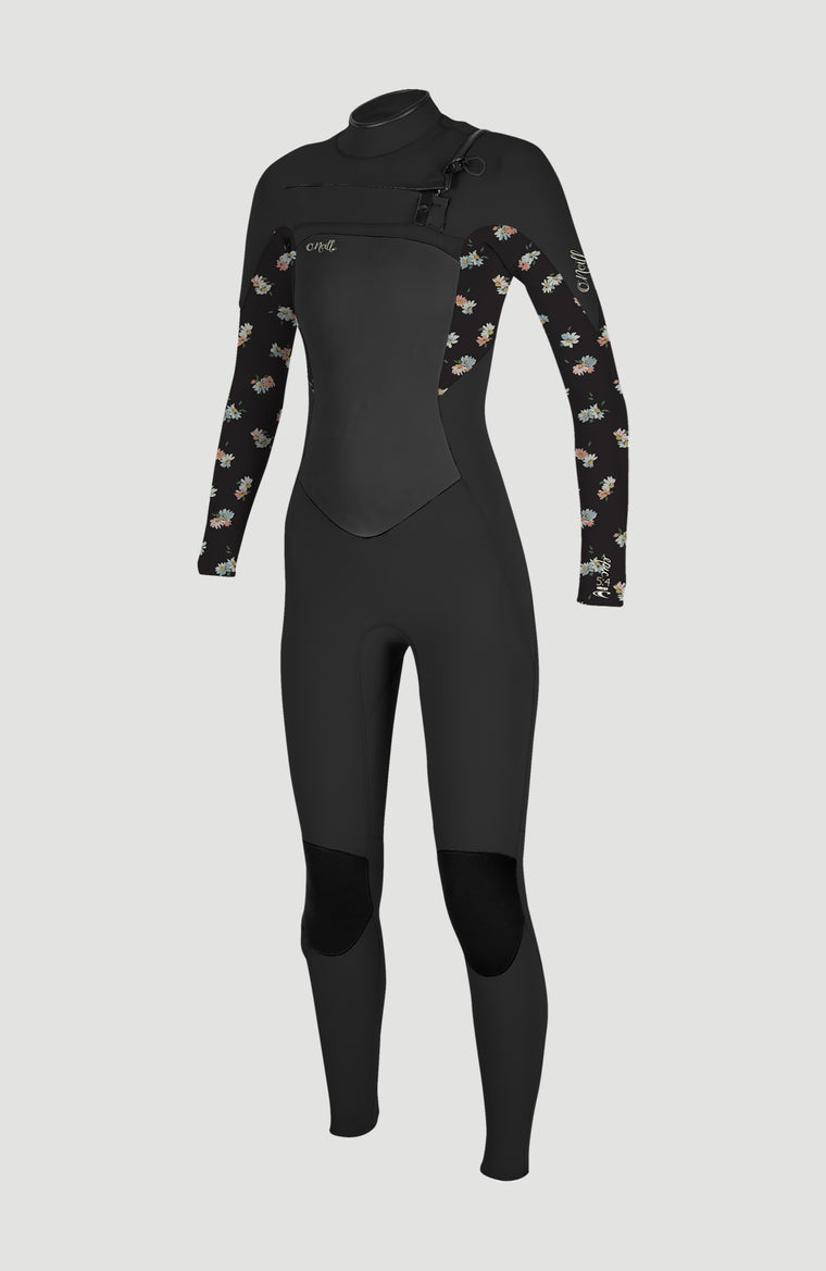 Epic 5/4mm Chest Zip Full Wetsuit | BLACK/CINDY DAISY