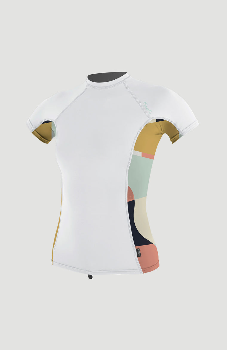 Side Print Short Sleeve Rash Guard | WHITE/JASMINE