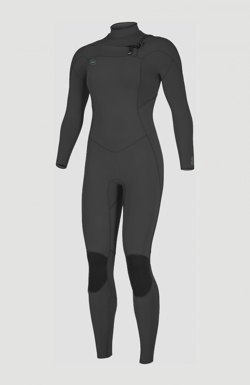 Ninja 4/3mm Chest Zip Full Wetsuit | BLACK/BLACK