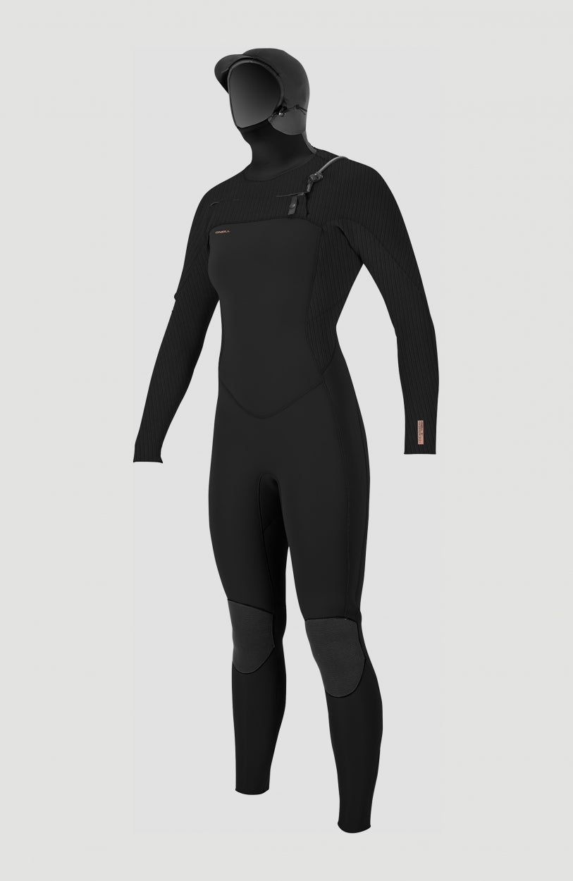 Hyperfreak Plus 5/4mm Chest Zip Full Wetsuit with Hood | BLACK