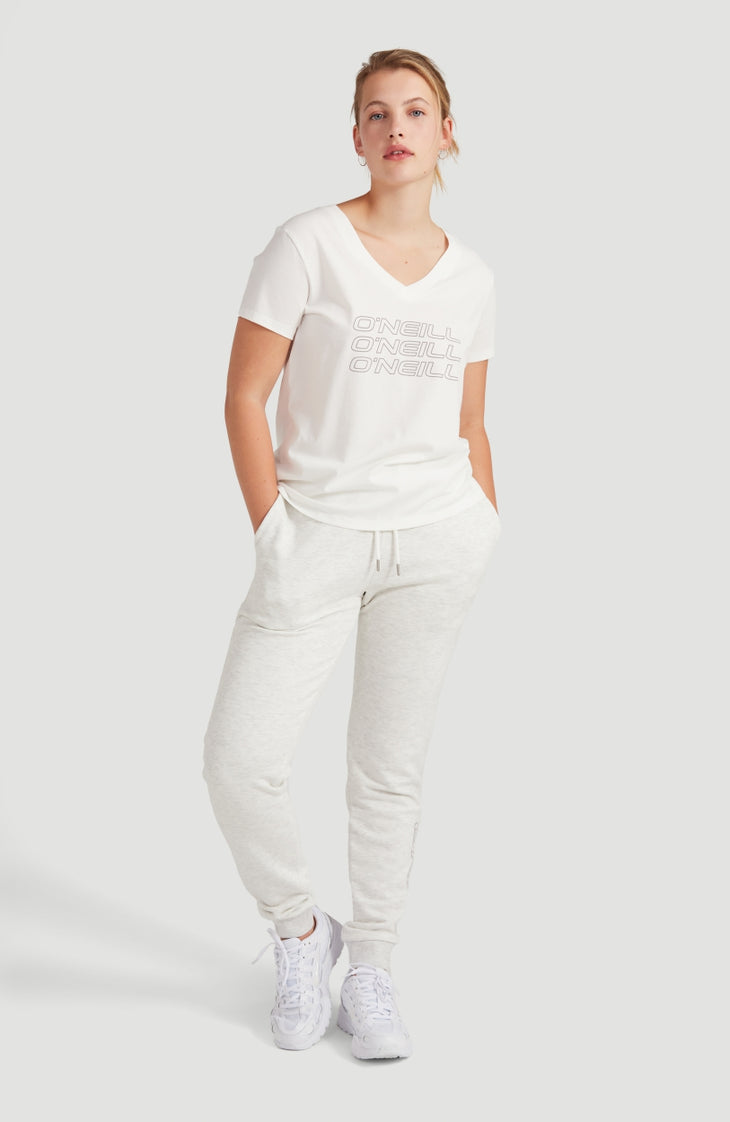 Triple Stack V-Neck T-Shirt | Powder White